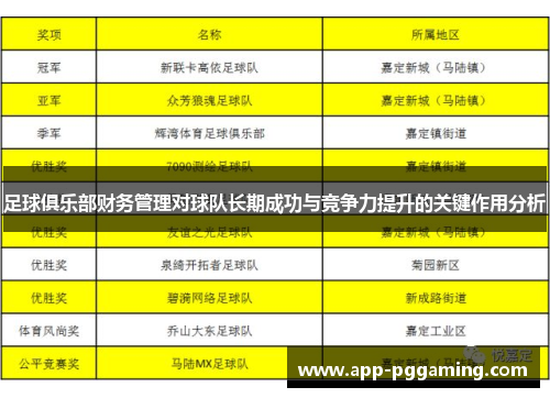 足球俱乐部财务管理对球队长期成功与竞争力提升的关键作用分析